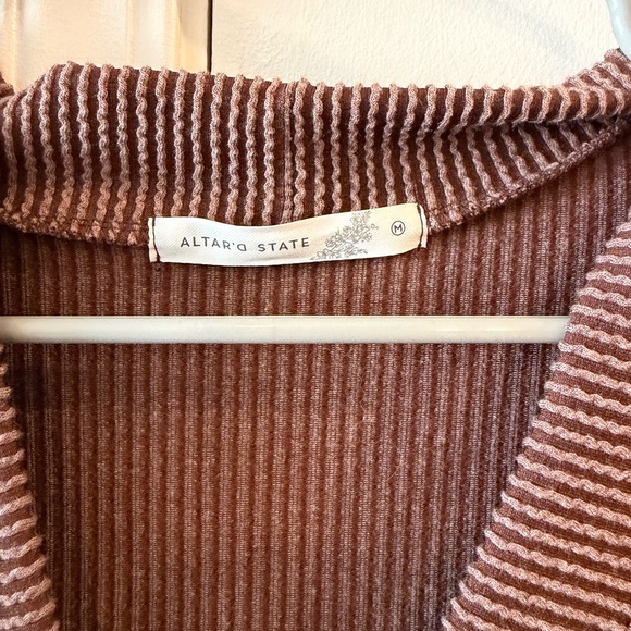 Altar'd State Chocolate Ribbed Cardigan - Picture 2 of 3